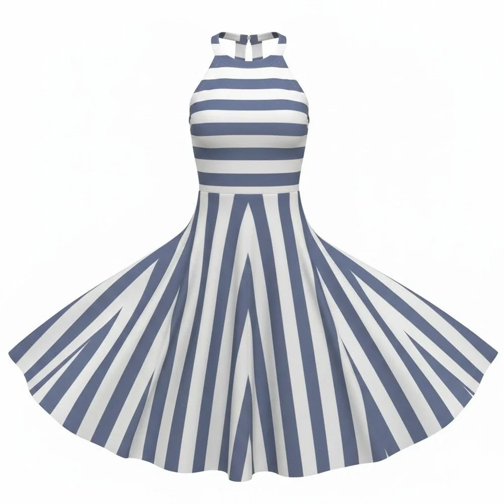 Eliza J Nautical Euro Summer Beachy Womens size‎ 4 Fit & Flare Open Back Dress